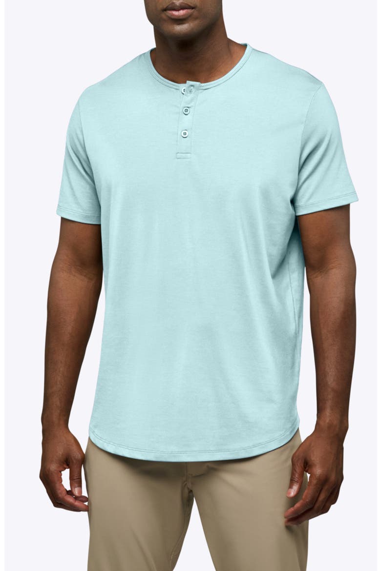 AO Curved Hem Short Sleeve Henley, Main, color, STERLING BLUE