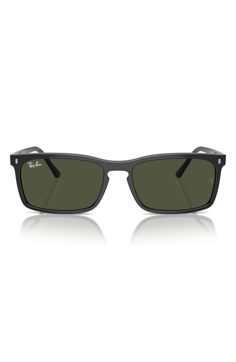 Ray-Ban 56mm Rectangular Sunglasses, Alternate, color, Black