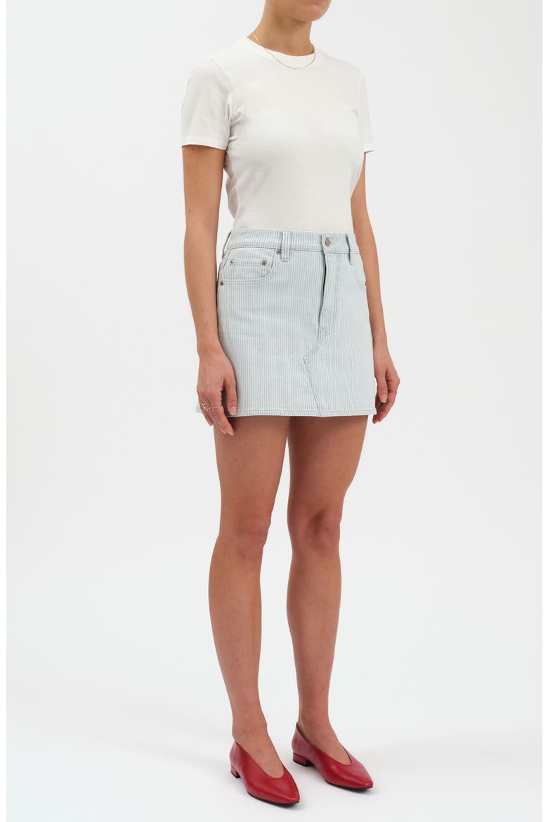 Malibu Distressed Cutoff Denim Miniskirt, Alternate, color, BLUE BELL STRIPE
