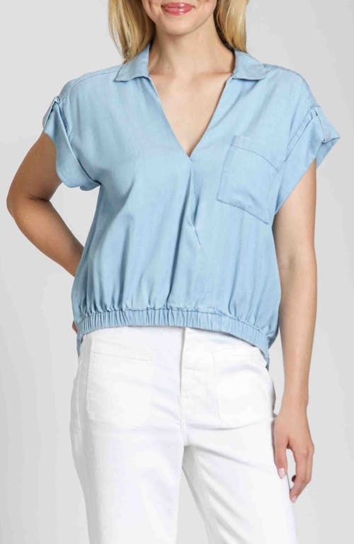 Apny Wrap Front Top In Light Indigo