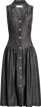 Elie Tahari The Madison Denim Midi Dress