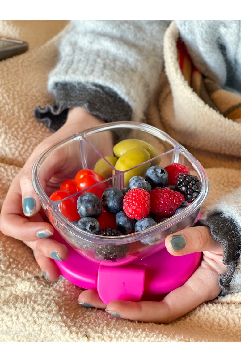 Snack Bowl with Leakproof lid, Alternate, color, Raspberry Pink