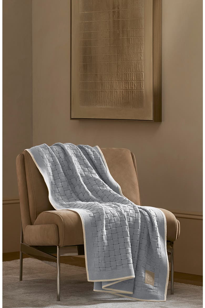 Basket Weave Knit Organic Cotton Throw Blanket, Alternate, color, SHORE/ SAND