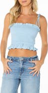 Roxy Avalon Smocked Tie Strap Crop Top