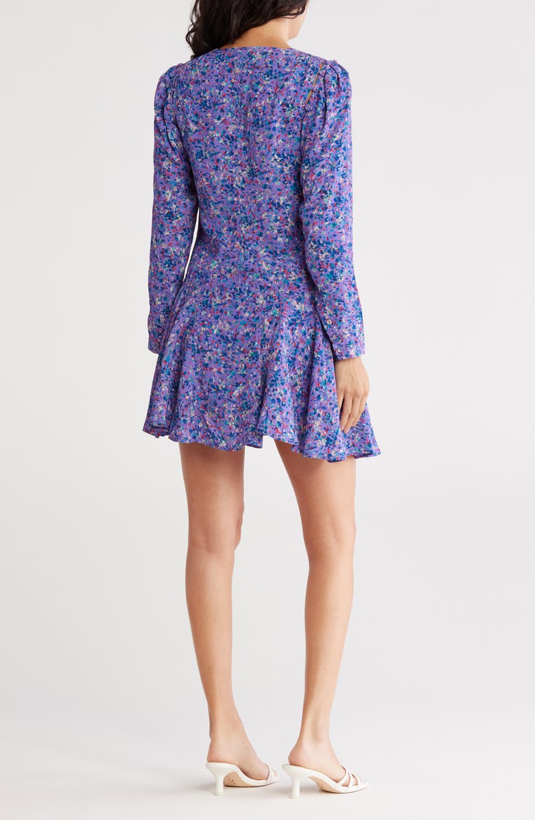 Joie Rowley Pleated Long Sleeve Dress, Alternate, color, Deep Lavender Multi