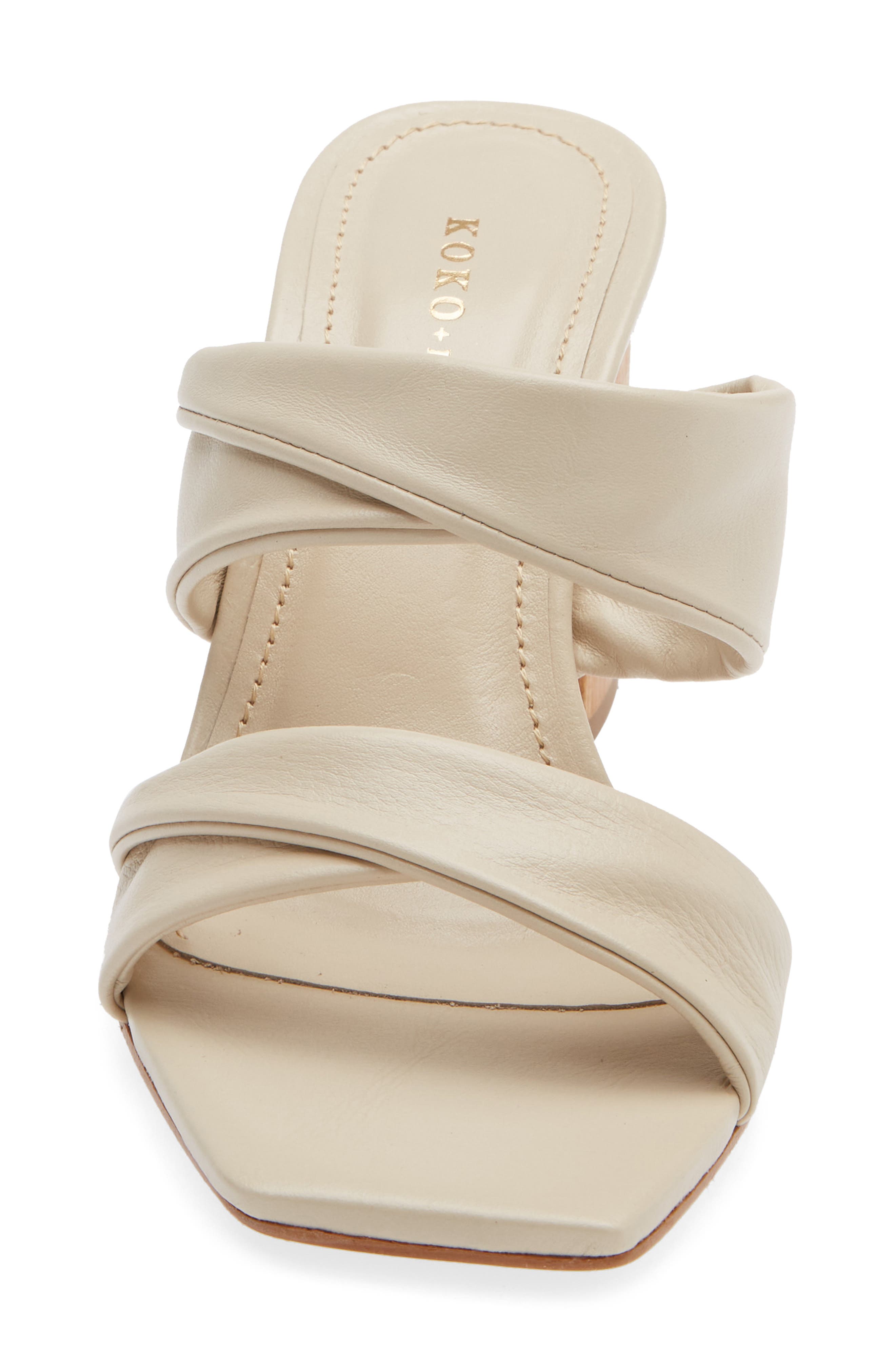 KOKO + PALENKI Alia Ruched Slide Sandal, Alternate, color, Tan Leather