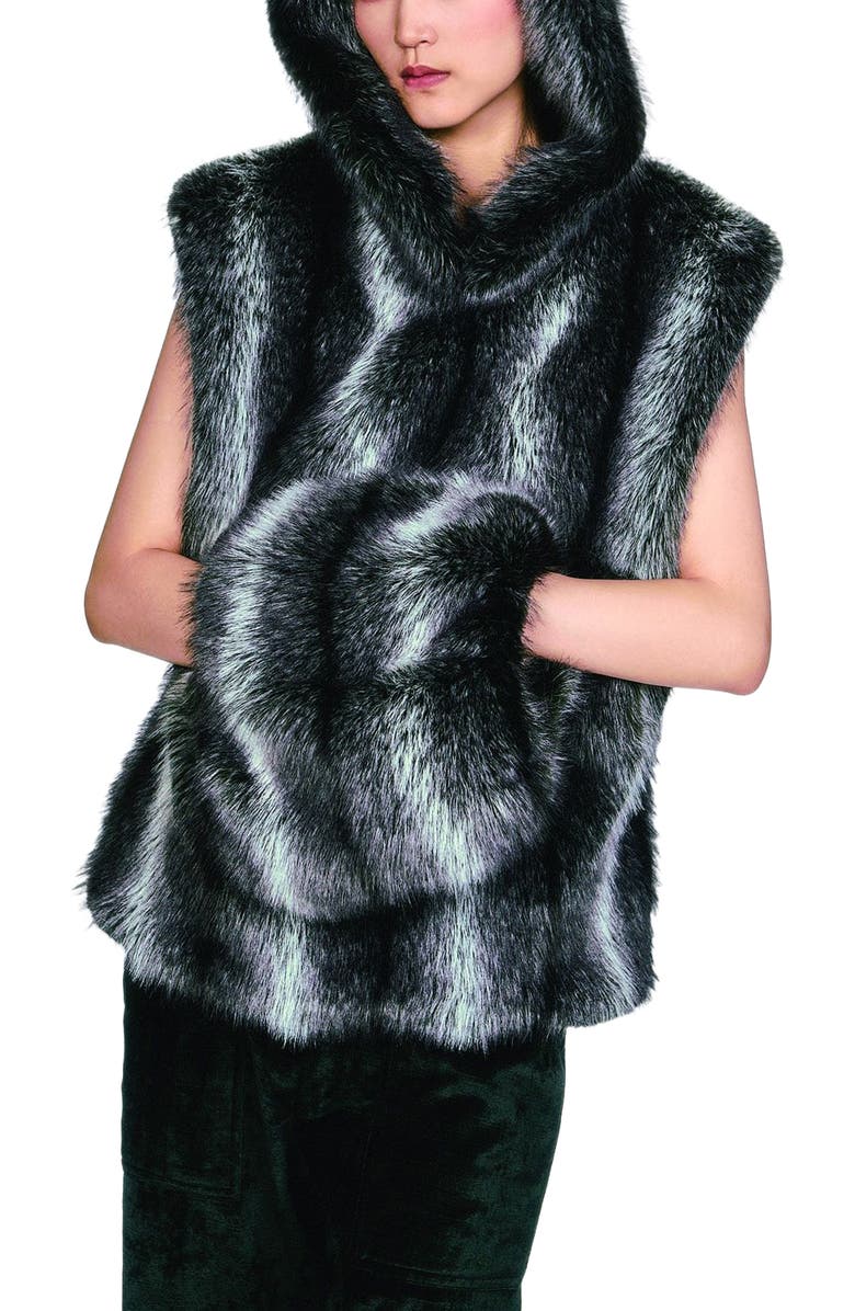 Anna Sui Faux Silver Fox Muff, Main, color, Silver