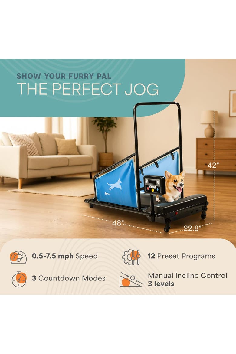 PawRunner Dog Treadmill Indoor Dog Running Machine for Small & Medium Dogs, Alternate, color, Blue