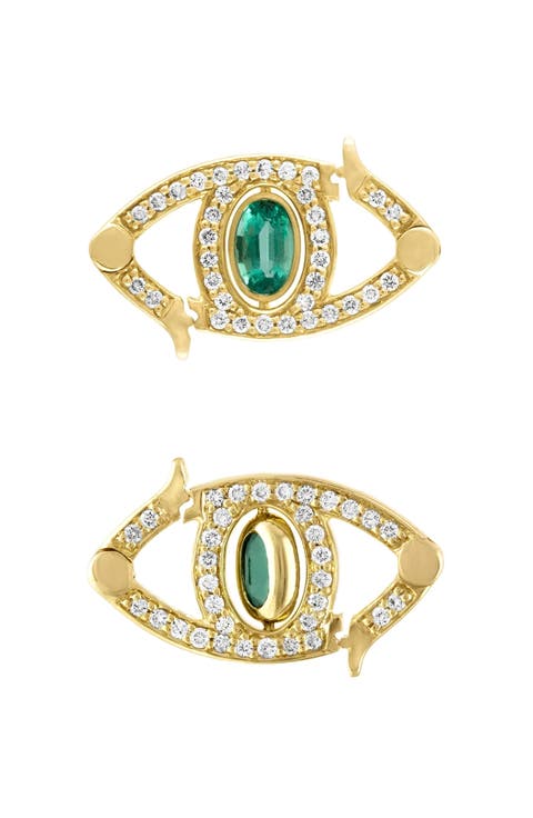 Emerald and Diamond 14k Gold Evil Eye Charm