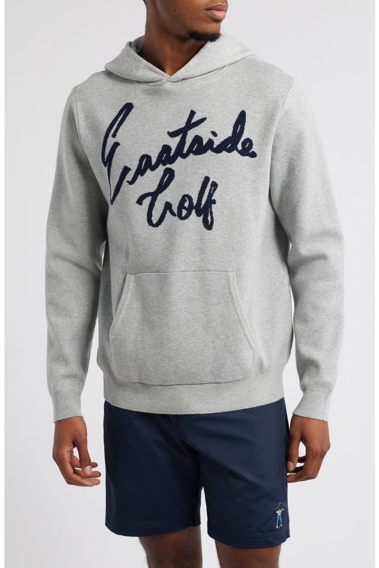 Logo Intarsia Hooded Sweater, Main, color, HEATHER GREY