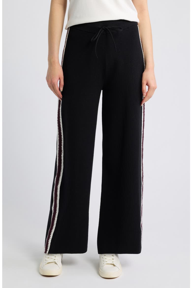 Tucker Knit Track Pants, Main, color, BLACK MERLOT STRIPE