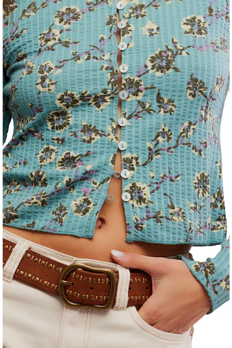 Tilly Cotton Seersucker Cardigan, Alternate, color, MINERAL BLUE COMBO