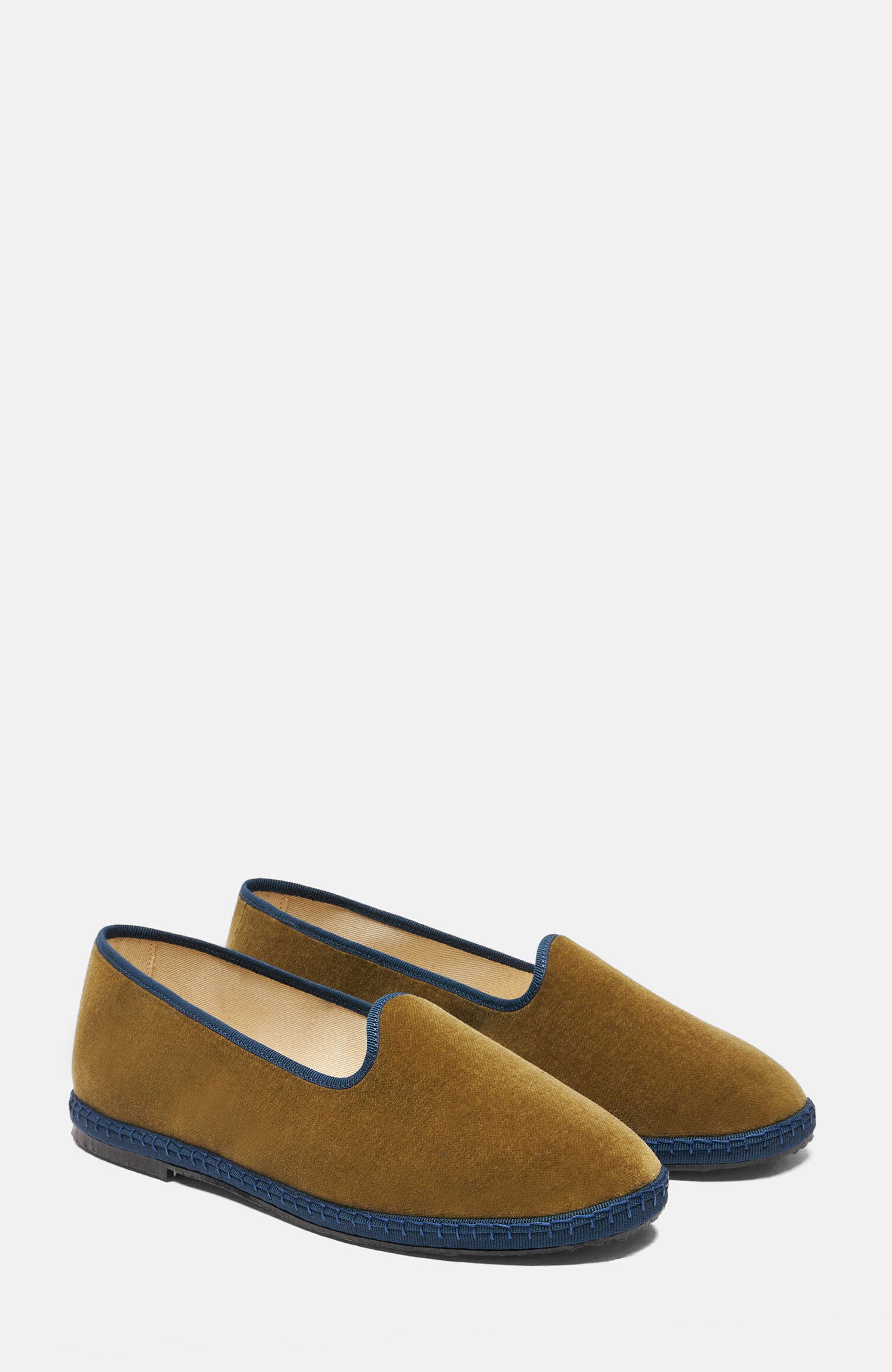 Olive Slippers, Alternate, color, Green - Velvet