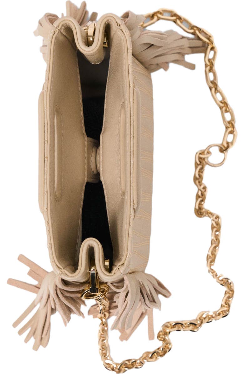 maje Topstitched leather mini M bag, Alternate, color, Cream