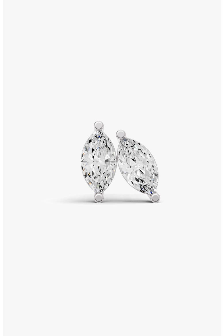 14K Gold Studs Earrings 1 ct Marquise Prong Solitaire, Main, color, White Gold