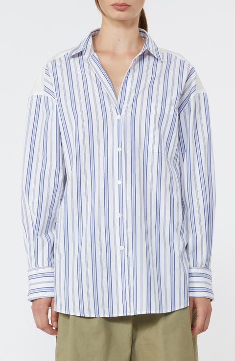 Tessile Stripe Poplin Eyelet Button-Up Shirt