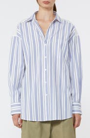 Weekend Max Mara Tessile Stripe Poplin Eyelet Button-Up Shirt