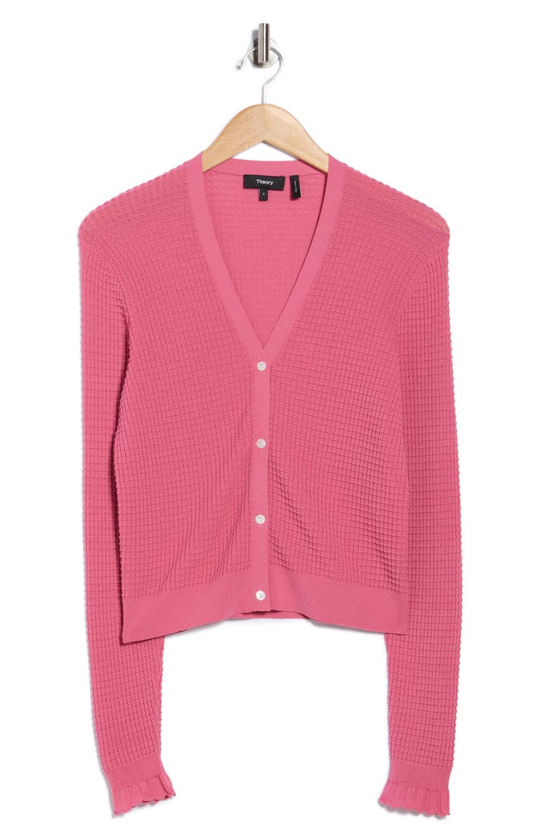 Theory Lace Trim Cardigan, Alternate, color, Chrysanthemum