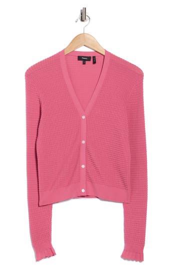 Theory Lace Trim Cardigan In Yellow