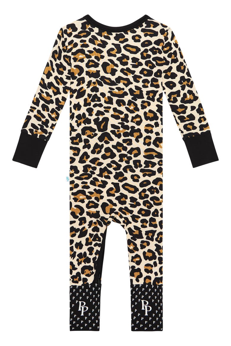 Lana Leopard Fitted Convertible Footie Pajamas, Alternate, color, LIGHT BEIGE