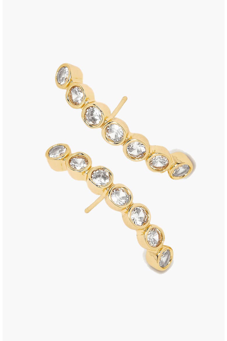 Averto Face On Stud Earrings, Alternate, color, Gold and Crystal