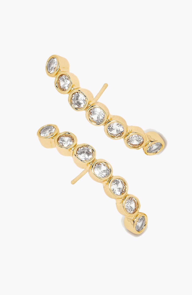 YOJ Averto Face On Stud Earrings, Alternate, color, Gold And Crystal