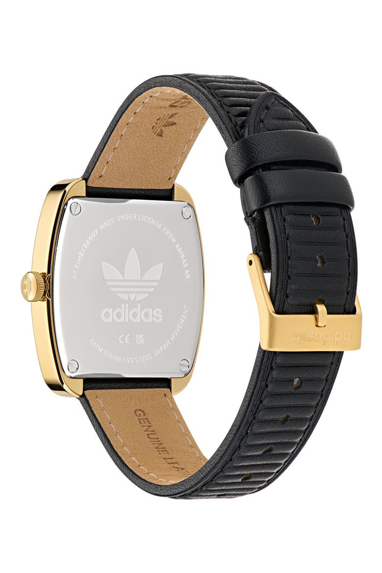 Retro Wave One Leather Strap Watch, 37mm, Alternate, color, GOLD/BLACK