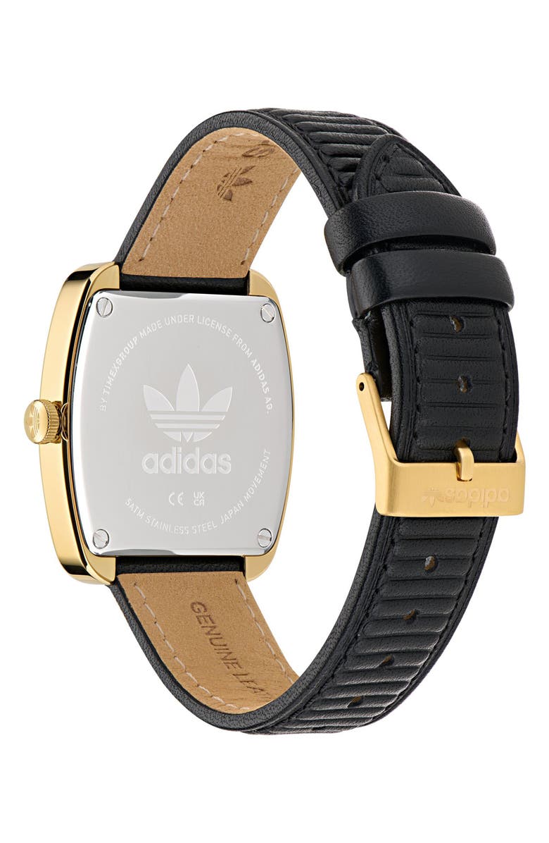 adidas Retro Wave One Leather Strap Watch, 37mm, Alternate, color,