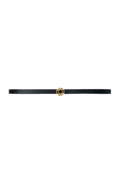 Maje Mini Moon Narrow Leather Belt In Black