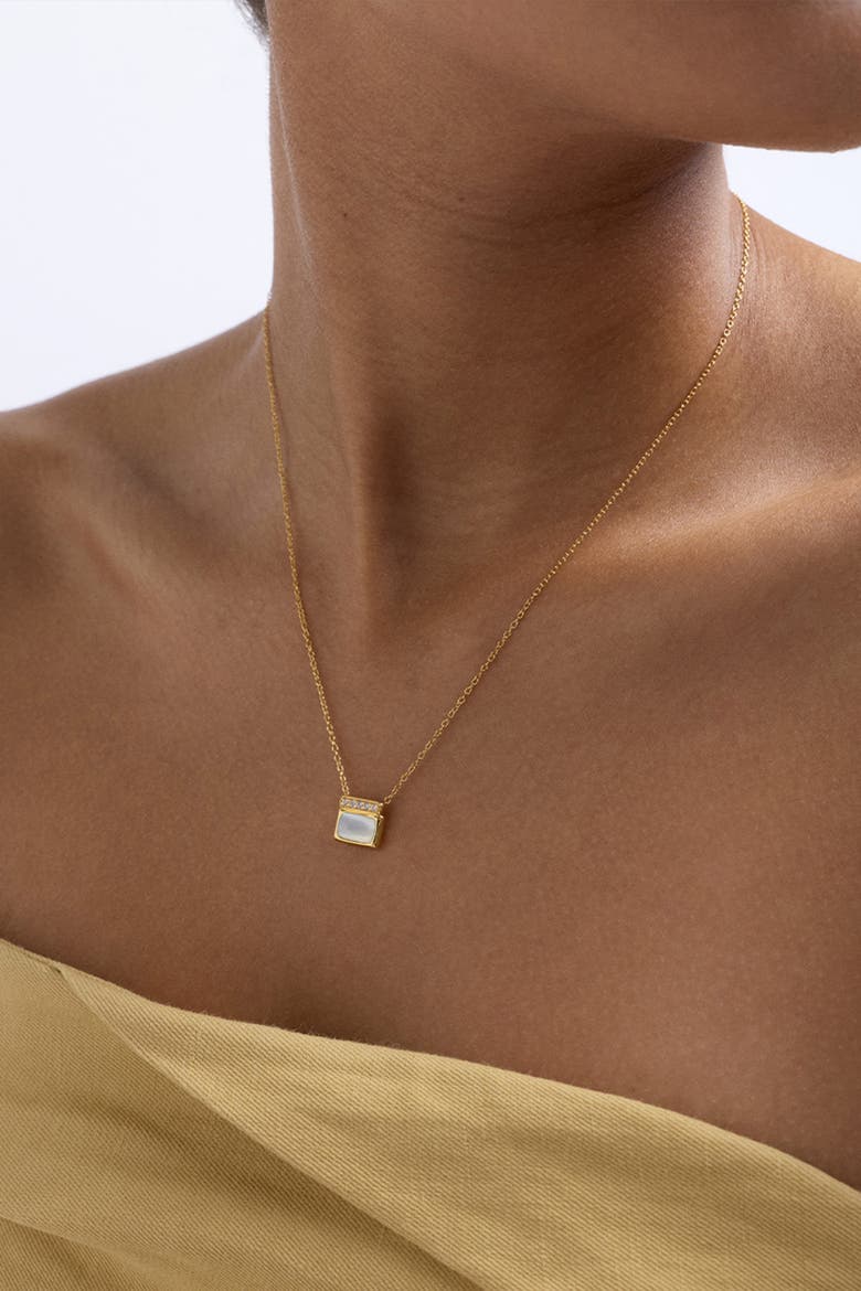 Gold Aurora Ridge Mother of Pearl Necklace, Alternate, color, Gold