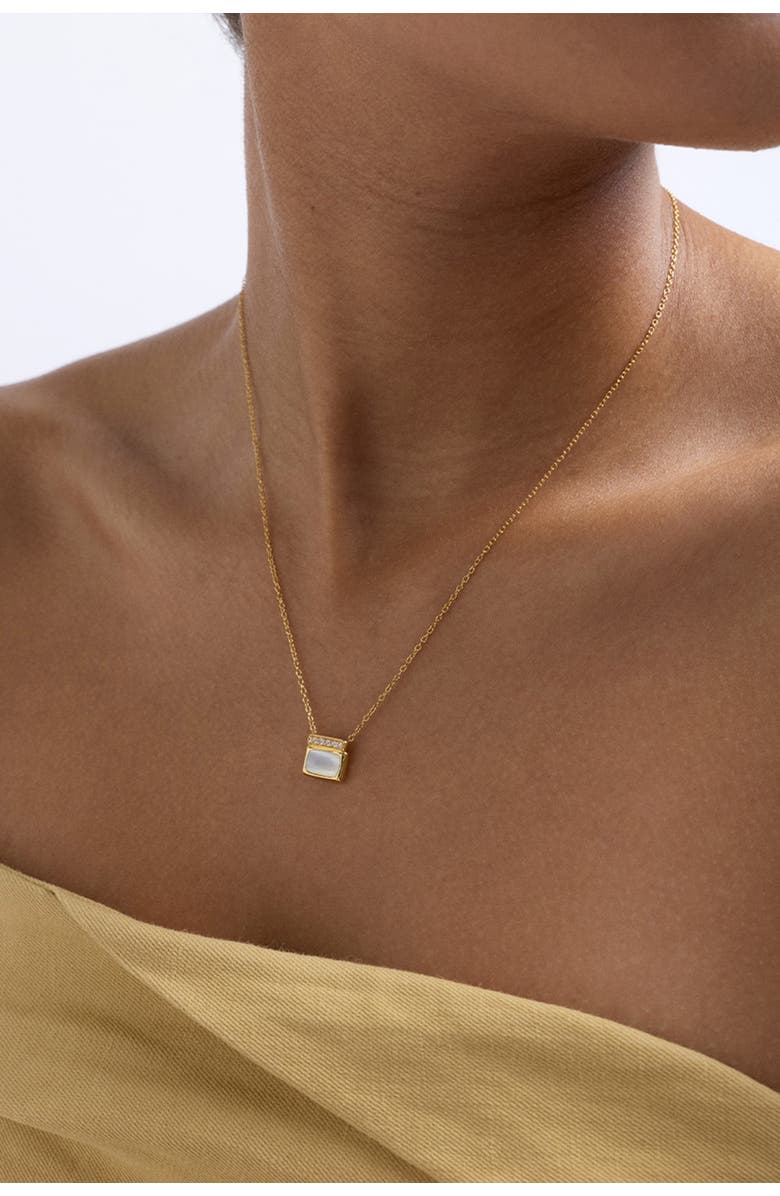 Astley Clarke Gold Aurora Ridge Mother of Pearl Necklace, Alternate, color, Gold