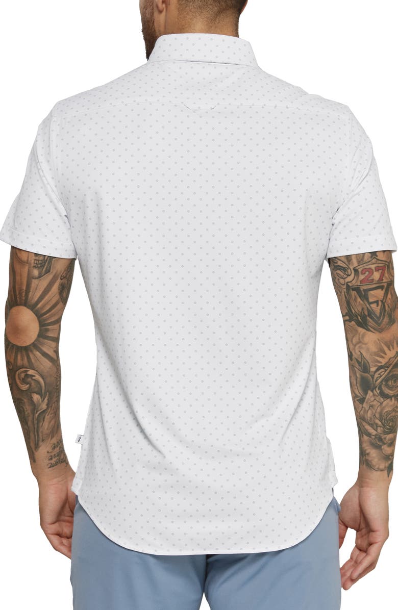 7 Diamonds Alfie Dot Print Short Sleeve Performance Button-Up Shirt, Alternate, color,