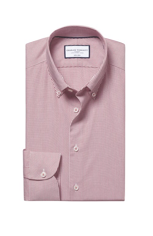 CHARLES TYRWHITT CHARLES TYRWHITT NON-IRON STRETCH PINPOINT OXFORD STRIPE SHIRT