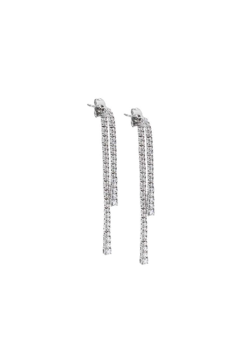 CZ Double Graduated Tennis Stud Earring, Main, color, Silver