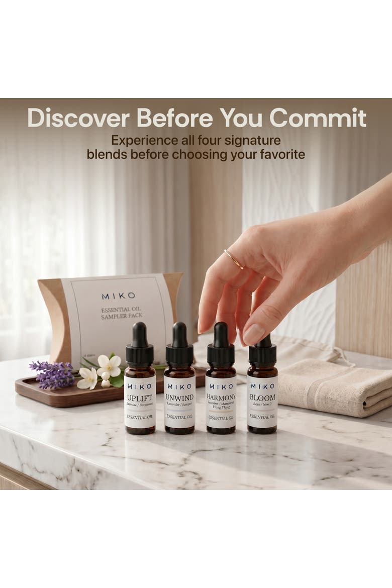 Essential Oil Discovery Set 4 Organic Aromatherapy Blends 4 x 3.7ml, Alternate, color, Clear
