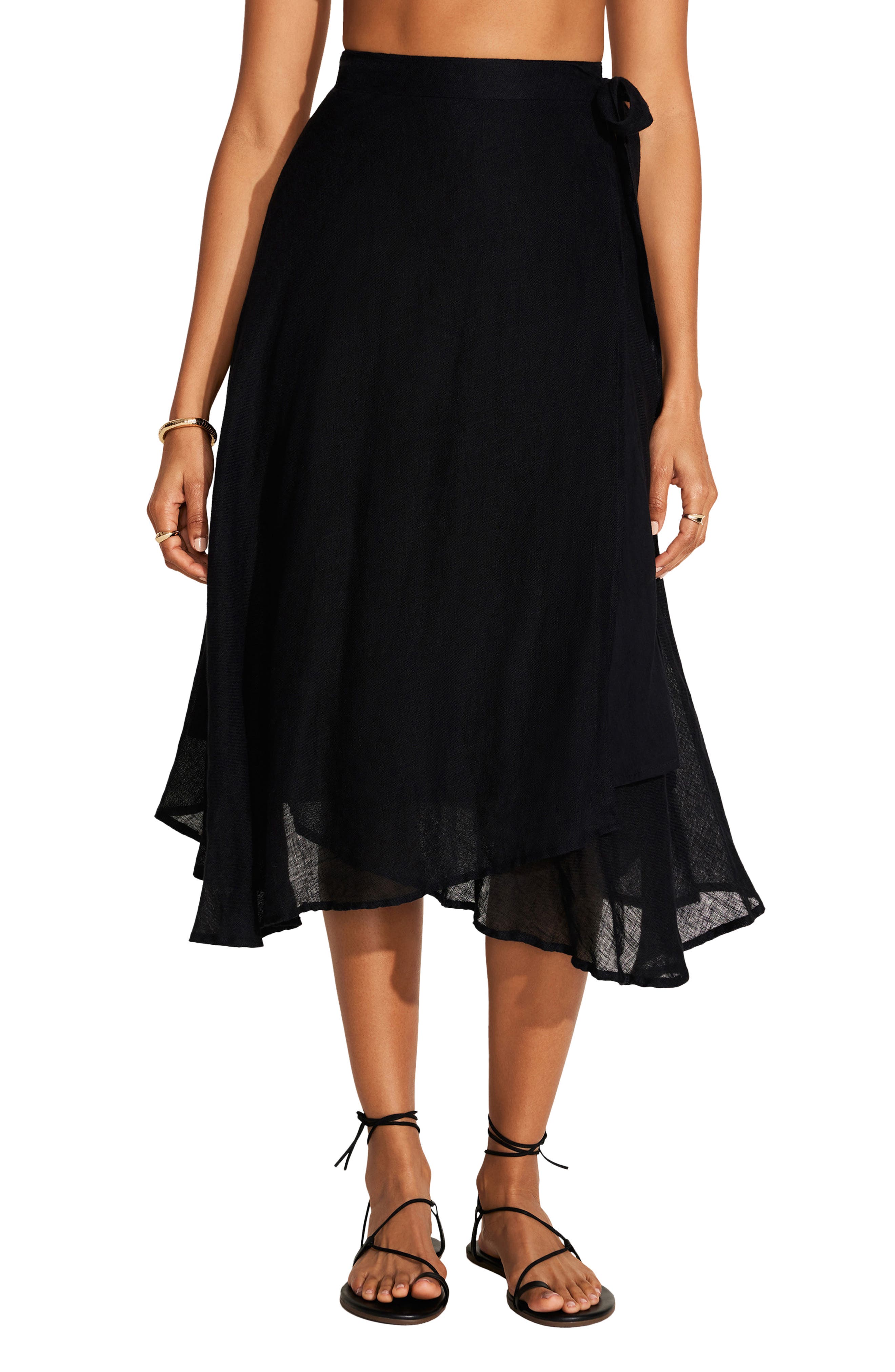 Lana Linen Cover-Up Wrap Midi Skirt