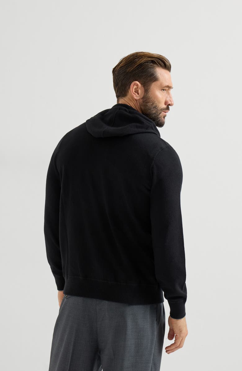 Brunello Cucinelli Cashmere sweatshirt-style cardigan, Alternate, color, Black