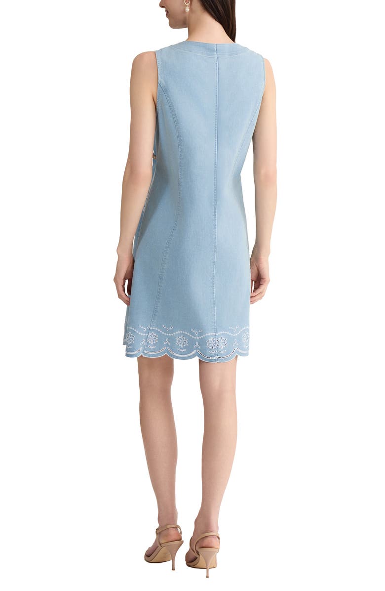 Jones New York Eyelet Embroidery Sleeveless Minidress, Alternate, color, Huntington Wash
