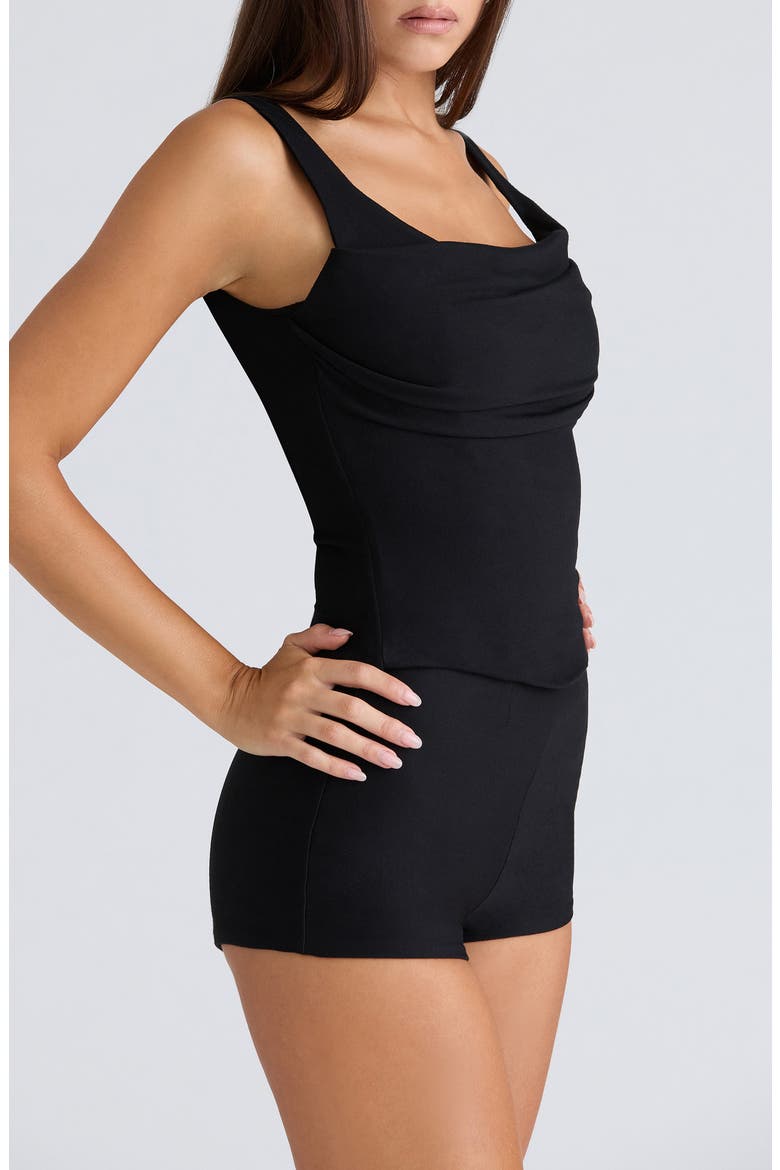 The Drape Neck Corset Tank, Alternate, color, BLACK