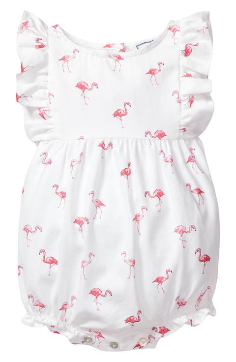 Ruffle Trim Cotton Blend One-Piece Pajamas (Baby)