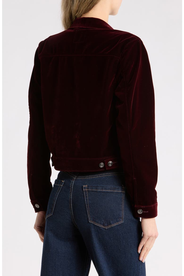 Velvet Trucker Jacket, Alternate, color, RED VELVET