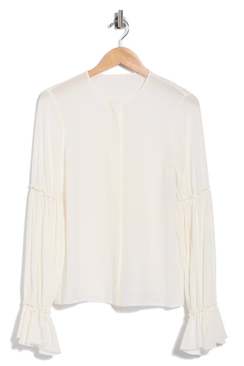 Long Sleeve Silk Button-Up Shirt, Alternate, color, IVORY