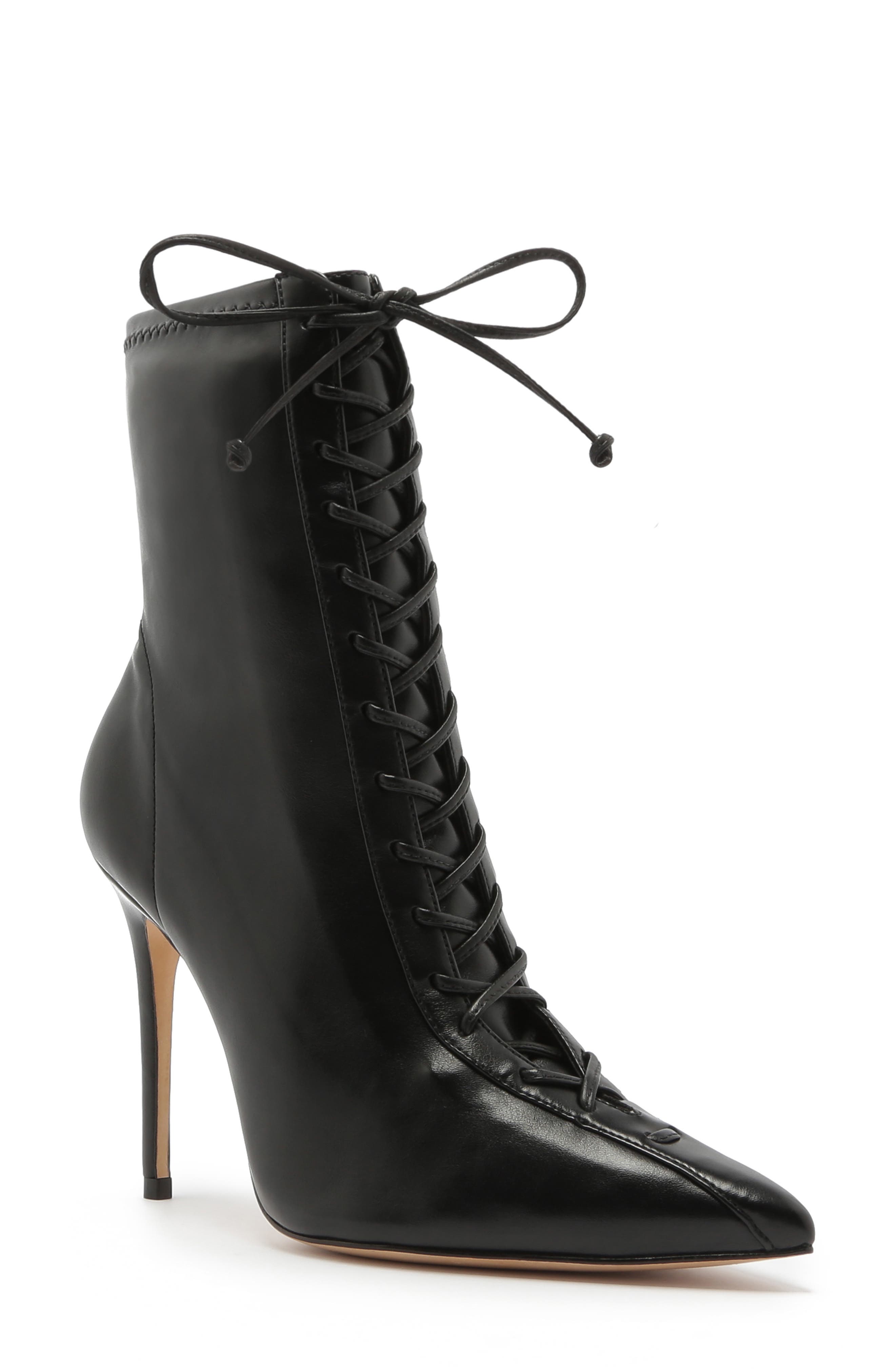 Schutz Tennie Pointed Toe Lace-Up Boot, Main, color, 