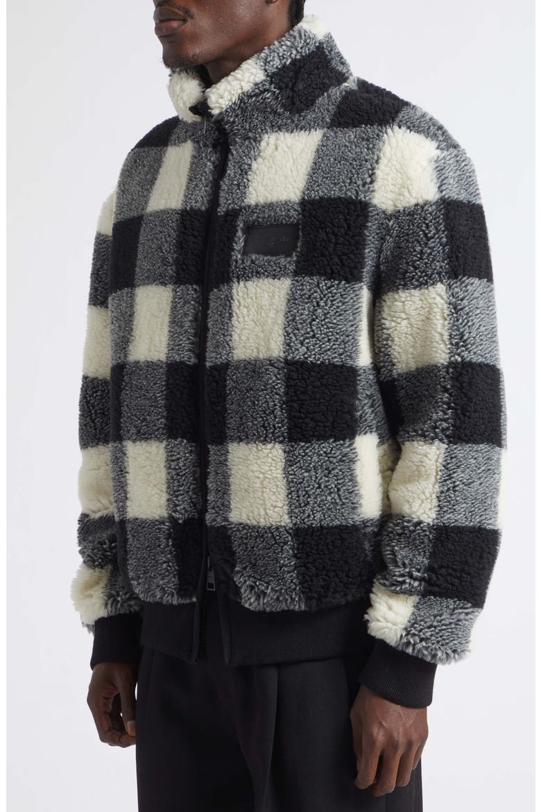 Buffalo Check Fleece Zip Jacket, Alternate, color, BLACK/ WHITE