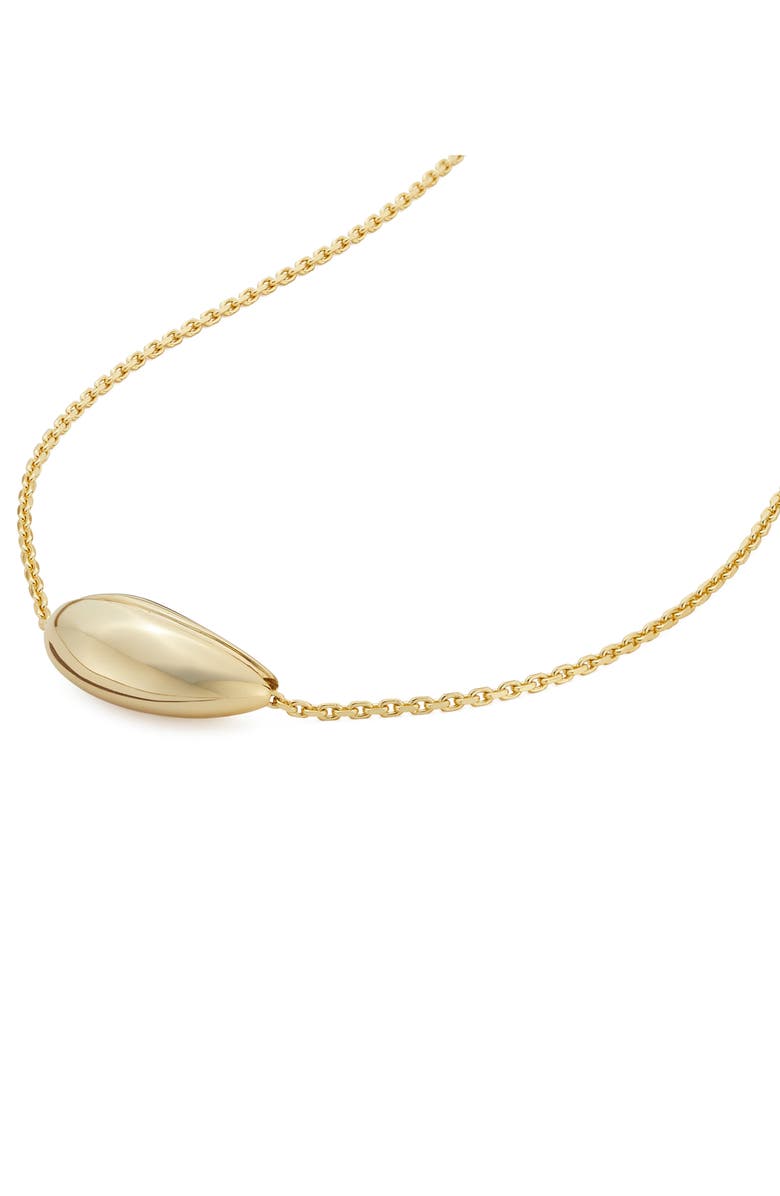 Tory Burch Small Pierced Pendant Necklace, Alternate, color, Light Brass