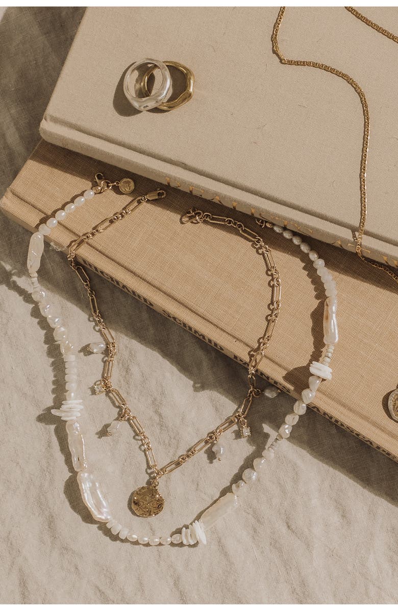 Child of Wild Capri Keshi Pearl Charm Necklace, Alternate, color, Gold