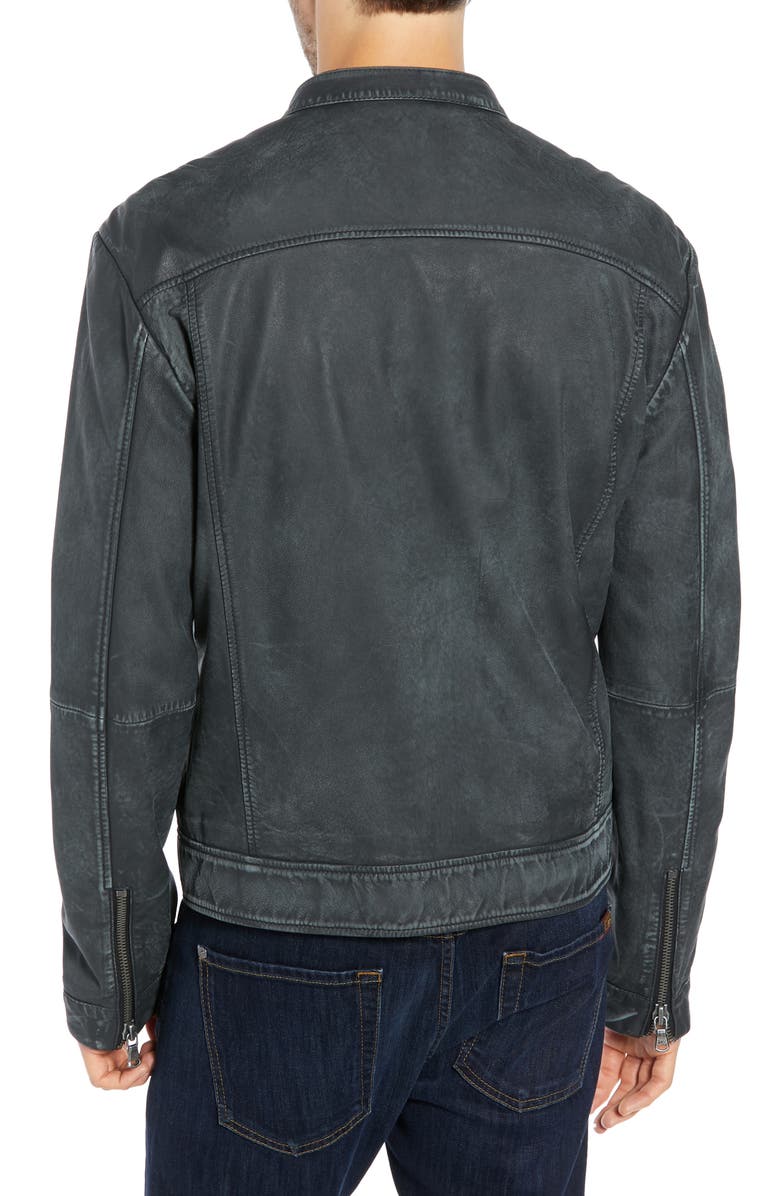 John Varvatos Star USA Slim Fit Leather Racer Jacket, Alternate, color, 