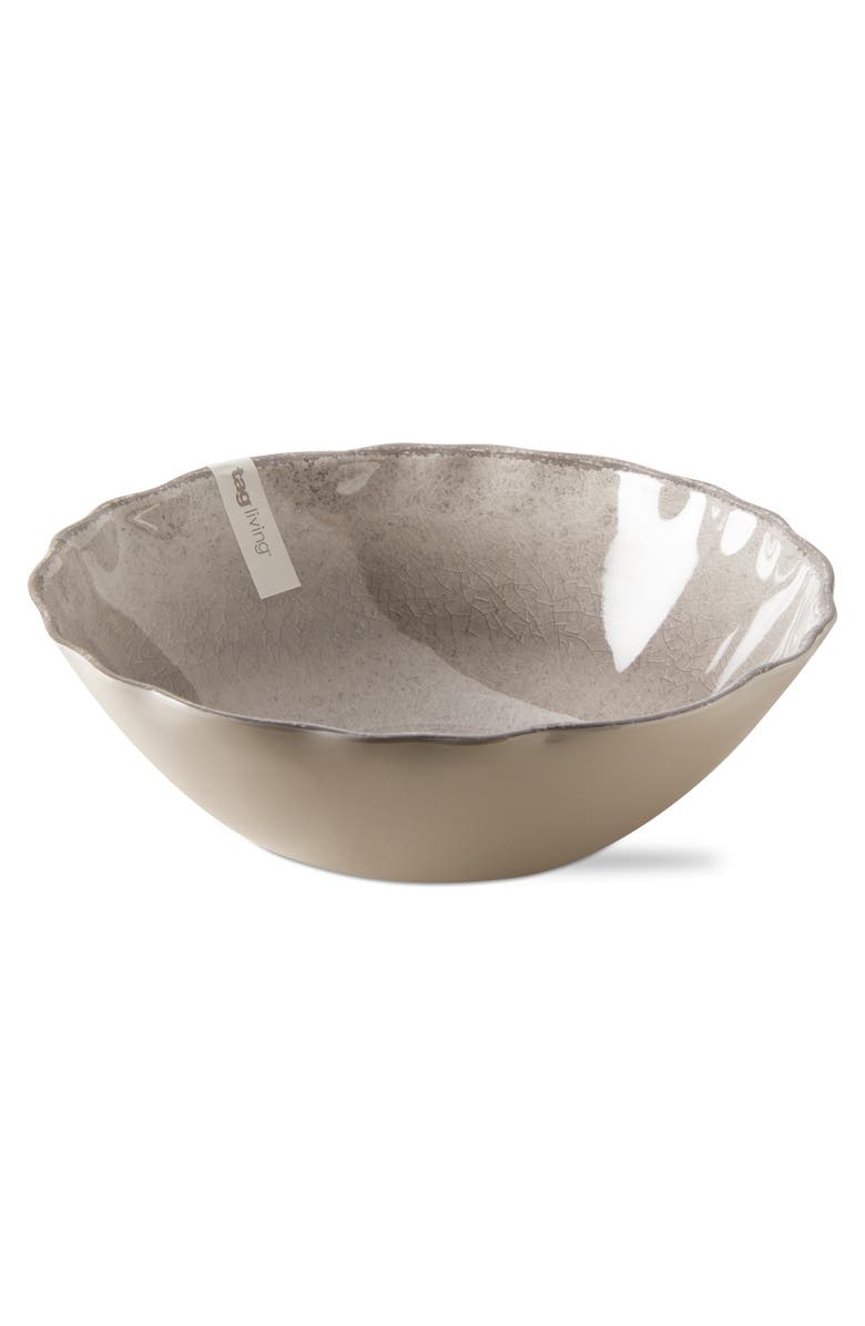 tag Veranda Cracked Glazed Wavy Edge Melamine Serving Bowl Grey, Main, color, Gray