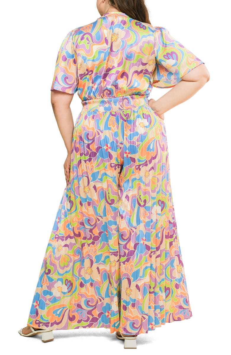 FLYING TOMATO Print Woven Jumpsuit, Alternate, color, Purple Lime