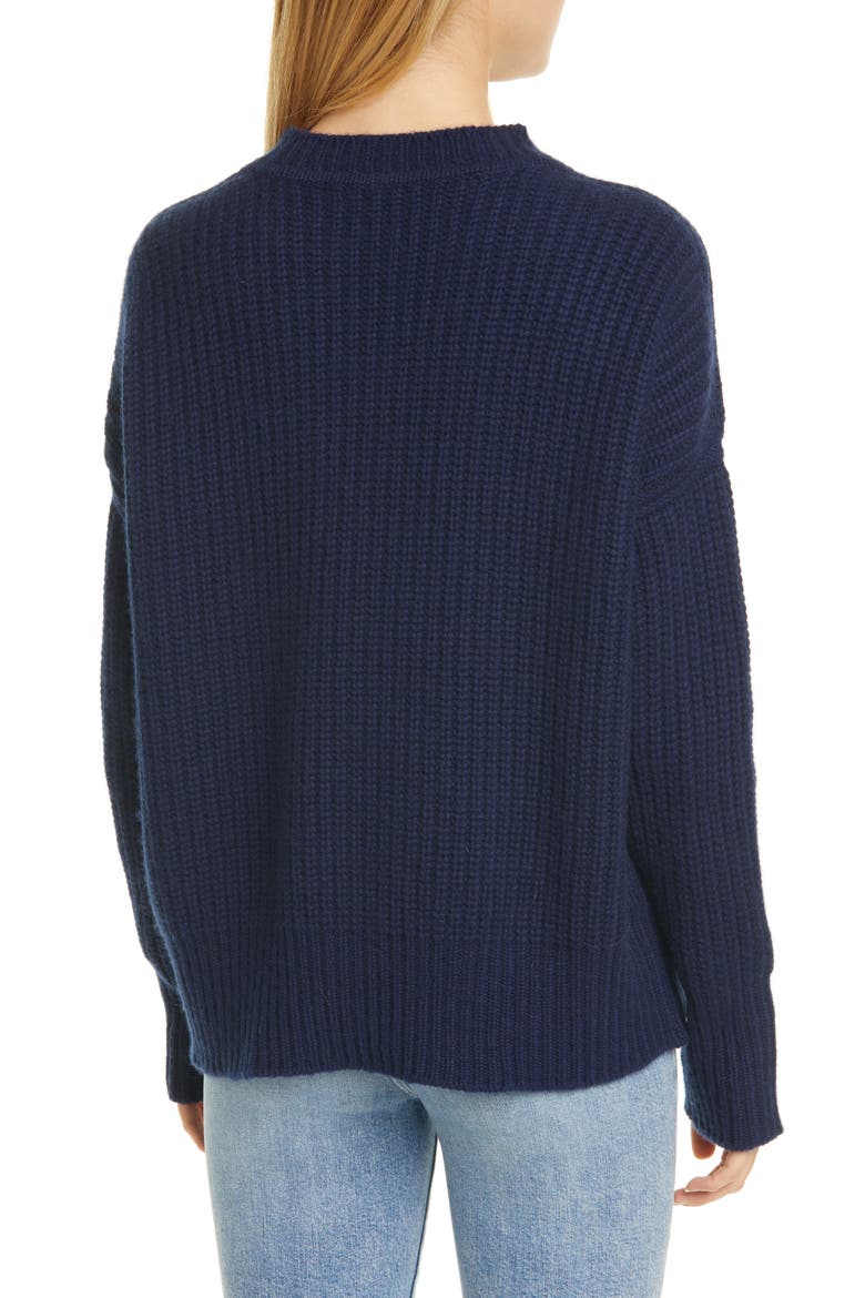 Shaker Stitch Cashmere Sweater, Alternate, color, NAVY